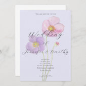 Anémone violet rose faire-part de mariage (Devant / Derrière)
