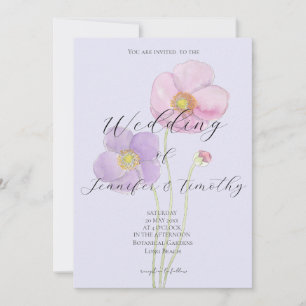 Anémone violet rose faire-part de mariage
