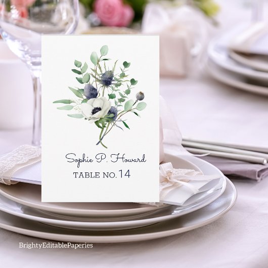 Anemone Waterverf Trouwtafel Nummer Sjabloon