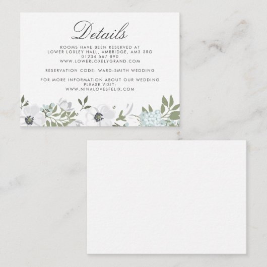 Anemone Wedding Details Informatiekaartje (Voorkant / Achterkant)