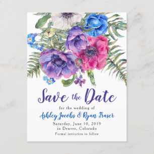 Anemone Wedding Save the Date Waterverf Floral