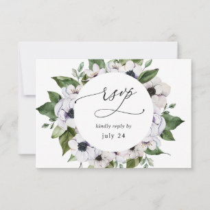 Anemone White Floral w Meal RSVP Kaartje