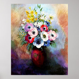 Anemonen door Odilon Redon Poster