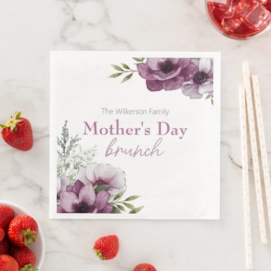 Anemonen en Baby's Breath Moederdag Brunch Servet (Insitu)