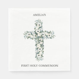 Anemonen en Eucalyptus kruisen de Eerste Heilige C Servet