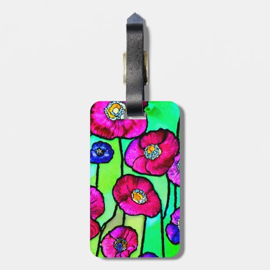 Anemonen glaskunst bagagelabel (Achterkant verticaal)