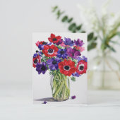 Anemonen in een Glass Jug Briefkaart (Staand voorkant)
