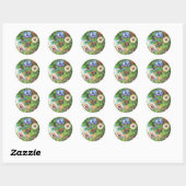 Anemonen in verf met Pot Claude Monet-bloem Ronde Sticker (Vel)