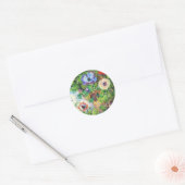 Anemonen in verf met Pot Claude Monet-bloem Ronde Sticker (Envelop)