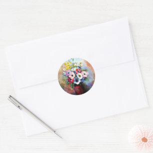 Anemones, beroemd schilderij van Odilon Redon Ronde Sticker