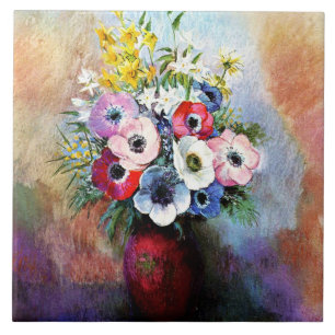 Anemones, beroemd schilderij van Odilon Redon Tegeltje