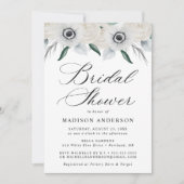 Anémones blancs et Rose Invitation de douche nupti (Devant)
