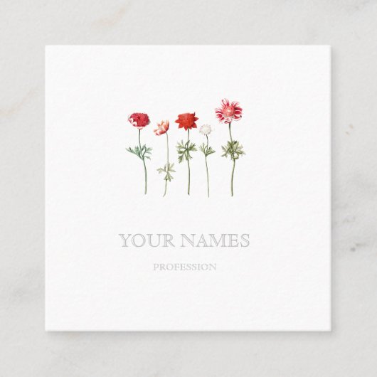 "ANEMONES" BOTANIQUES CARTE DE VISITE FLORAL (Devant)