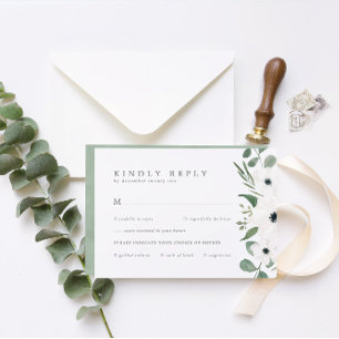 Anemones & Eucalyptus with Meal Choice Wedding RSV RSVP Kaartje