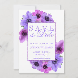 Anemones Floral Birthday Save The Date