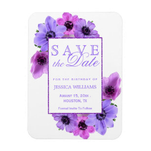 Anemones Floral Birthday Save The Date Magneet