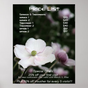 Anemones holistische behandelingen prijslijst poster