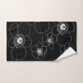 Anémones japonais en noir (Serviette à main)