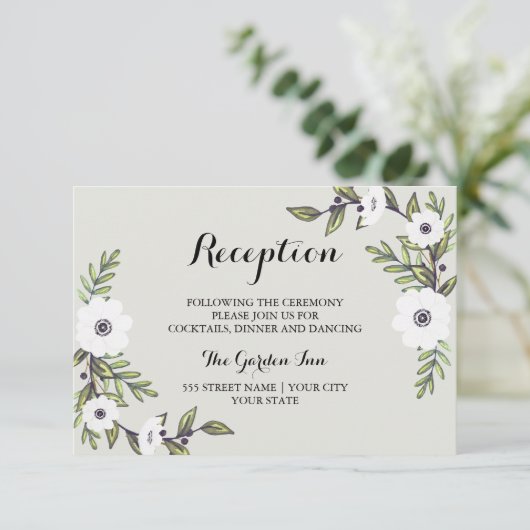 Anémones peintes - Carte de réception (Debout devant)