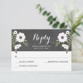 Anémones peintes en tableau noir - Carte RSVP (Debout devant)