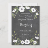 Anémones peintes en tableau noir - faire-part de m (Devant)