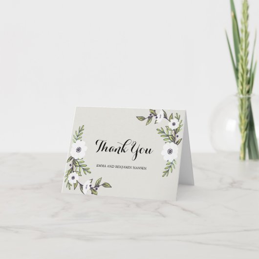 Anémones peints - cartes de remerciements (Devant)