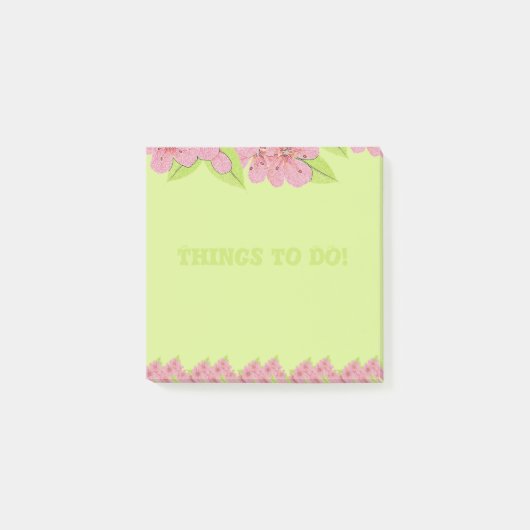 Anémones roses Choses à faire Green Post-It Notes (Devant)
