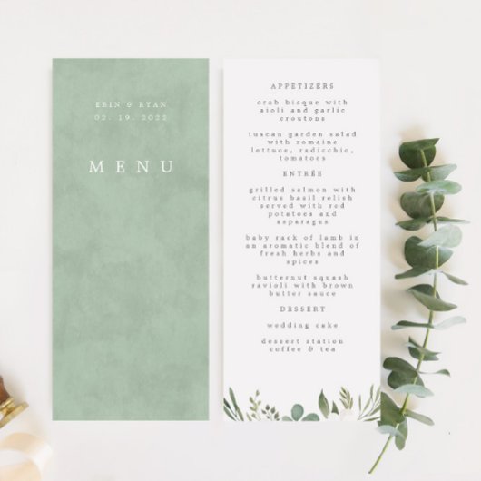 Anemones Sage & Dusty Eucalyptus Weddenschap Menu
