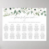 Anemones Sage & Eucalyptus Bruiloft Zitkaarten Poster (Voorkant)