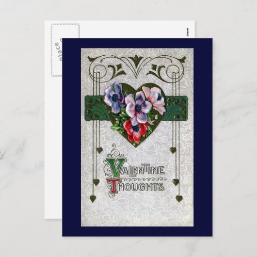 Anemones Vintage Valentine Feestdagenkaart (Voorkant / Achterkant)