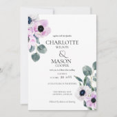 Anemones Waterverf Flowers Wedding Invitations Kaart (Voorkant)