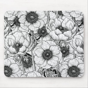 Anemontuin in zwart-wit muismat