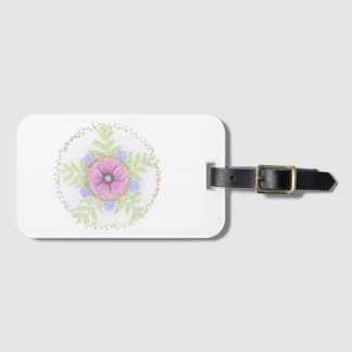Anemoon, andijvie bloemen, alsem en amandelen bagagelabel