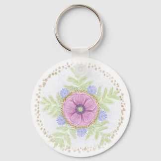 Anemoon, Andijvie Bloemen, Alsem en Amandelen Sleutelhanger