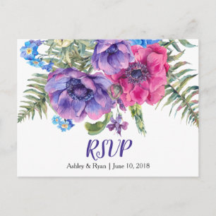 Anemoon Bloemen Bruiloft RSVP Briefkaart