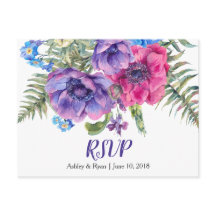 Anemoon Bloemen Bruiloft RSVP Briefkaart
