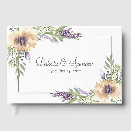 Anemoon en Lavendel | Paars Groen Crème Tuin Gastenboek (Voorkant)