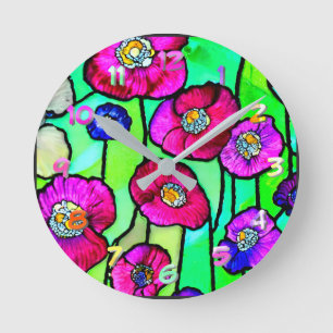Anemoon glas kunst ronde klok