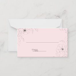 Anemoon op bleekroze gevouwen plaatskaart