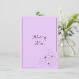 Anemoon op licht lila huwelijksmenu bijgevoegde ka informatiekaartje