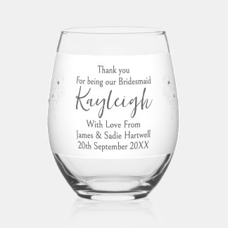 Anemoon op White Stemless Wedding Glass Wijnglas Zonder Voet