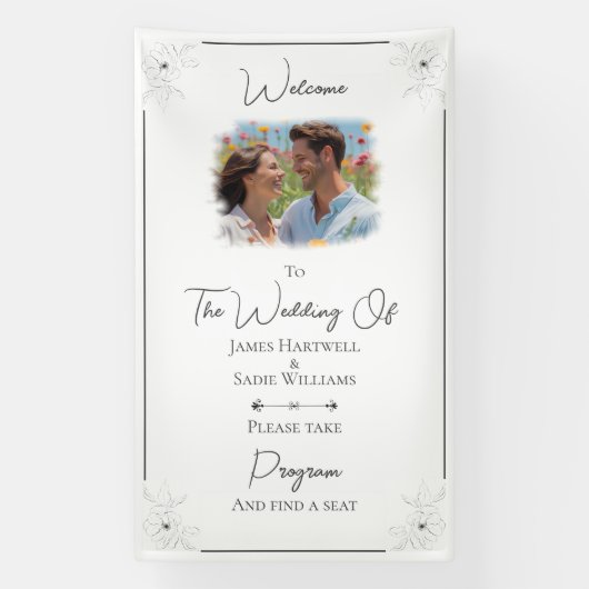 *Anemoon op witte bruiloft Zoek uw stoel Spandoek (Verticaal)