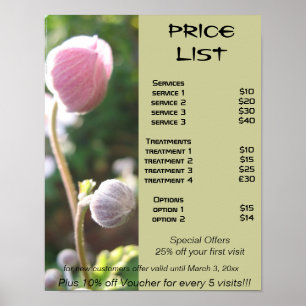 Anemoon Reiki zen prijstabel Poster
