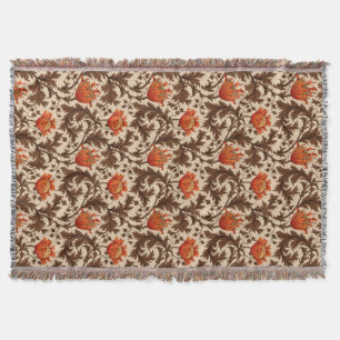 Anemoon van William Morris, Beige, Bruin en Roest Deken