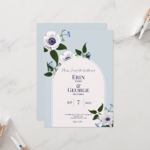 Anéone et delphinium bleu 5x7 Faire-part de mariag