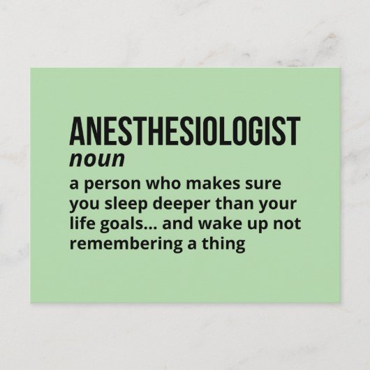 Anesthesioloog - Grappige taakdefinitie Briefkaart (Voorkant)