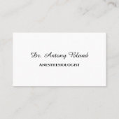 Anesthésiste Simple Carte de visite bleu marine (Dos)