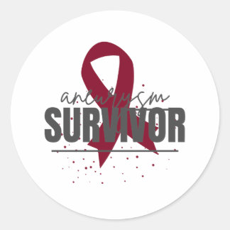 Aneurysm Survivor Sticker with Burgundy Ribbon