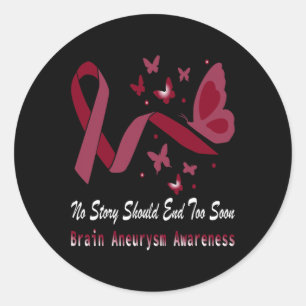 Aneurysma Awareness Butterfly Bourgogne Ribbon Sup Ronde Sticker