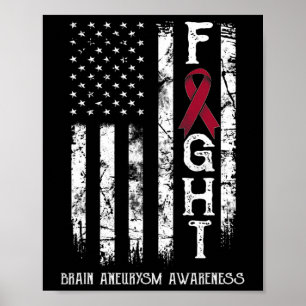 Aneurysma Warrior US Flag Poster